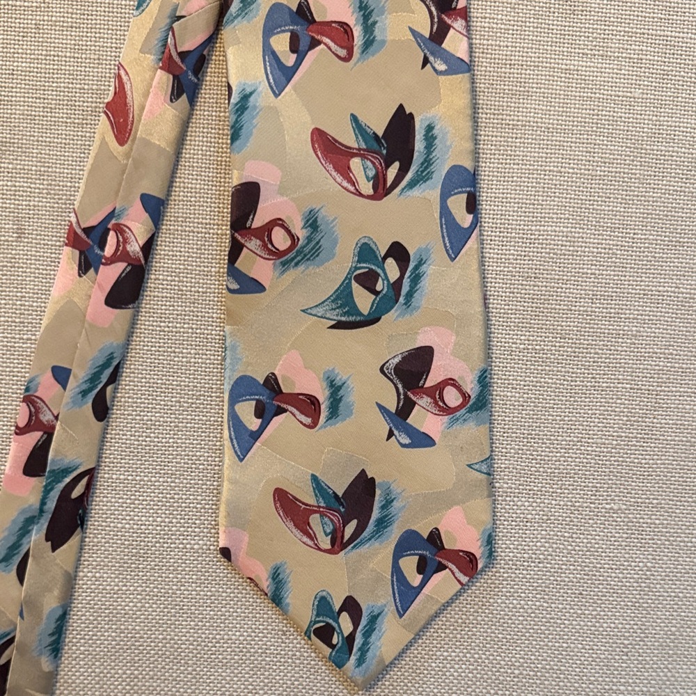 Artistic Beige and Multicolor Men's Tie